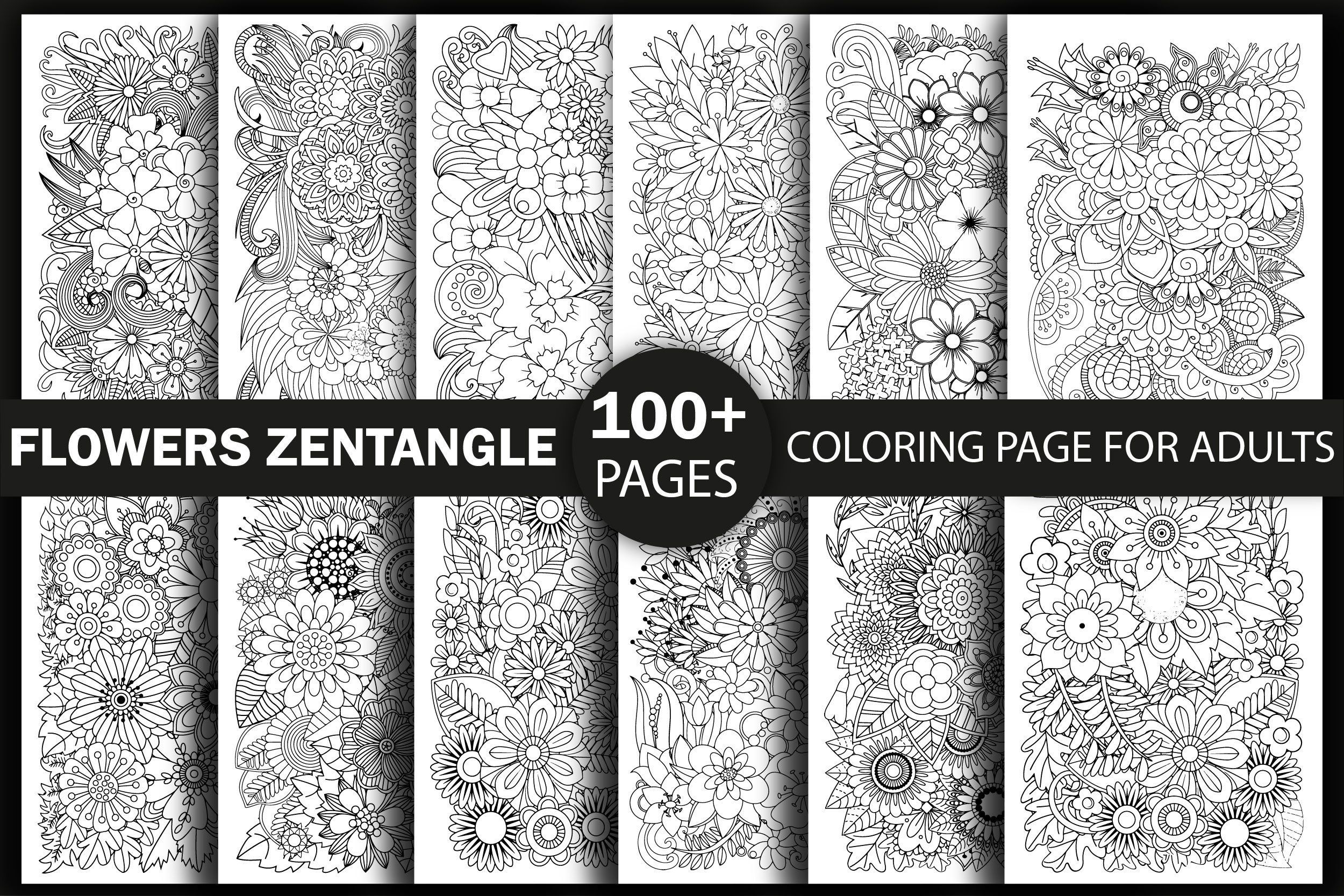 100+ Zentangle Coloring Pages Bundle-KDP