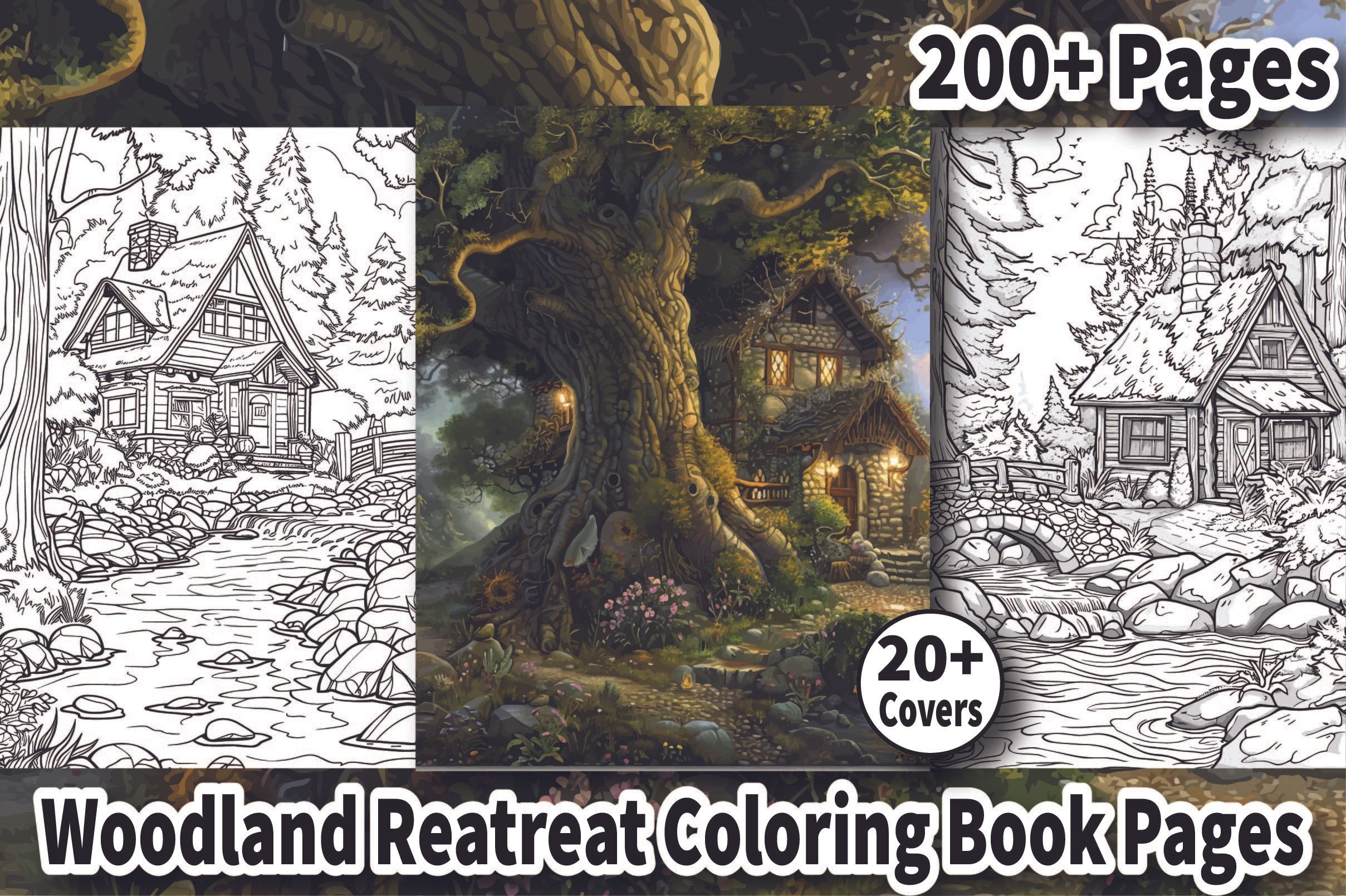 Woodland Retreat Coloring Book Pages KDP