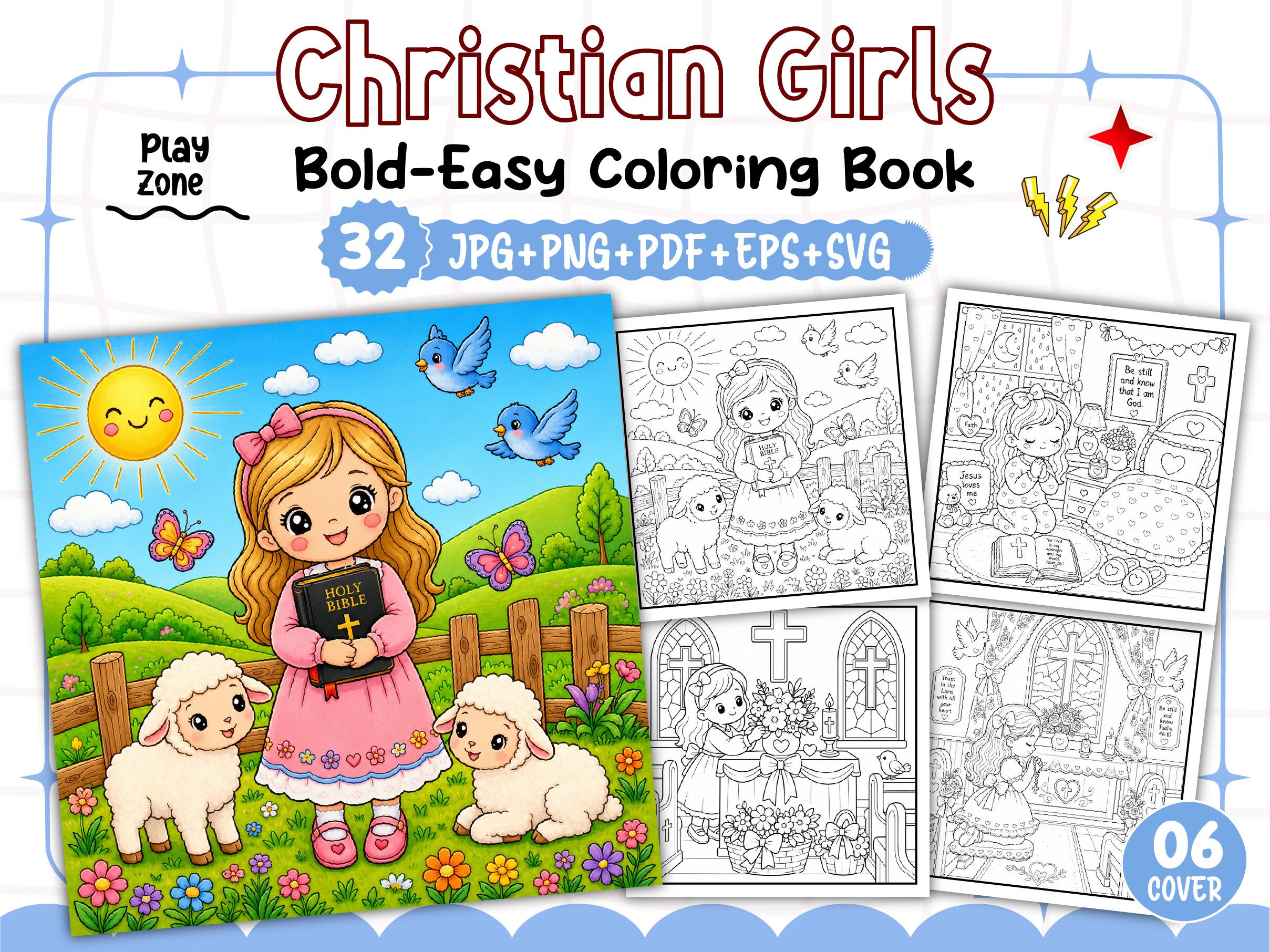 Bold Easy Christian Girls Coloring Book